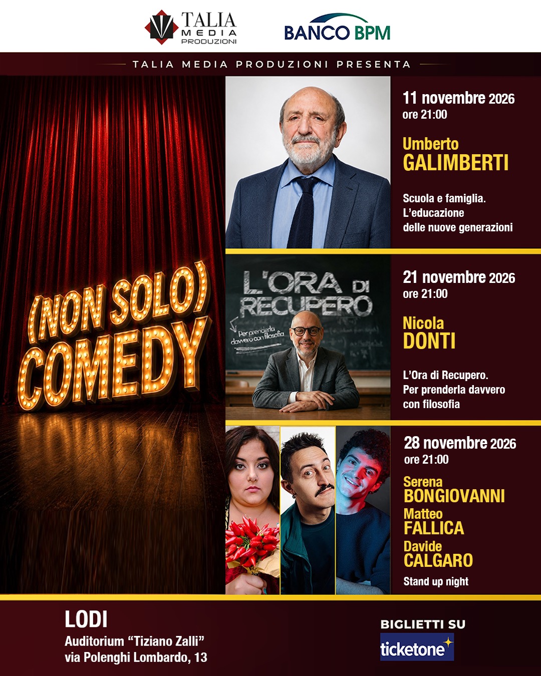 (Non Solo) Comedy - rassegna Talia Media all'Auditorium Tiziano Zalli di Lodi